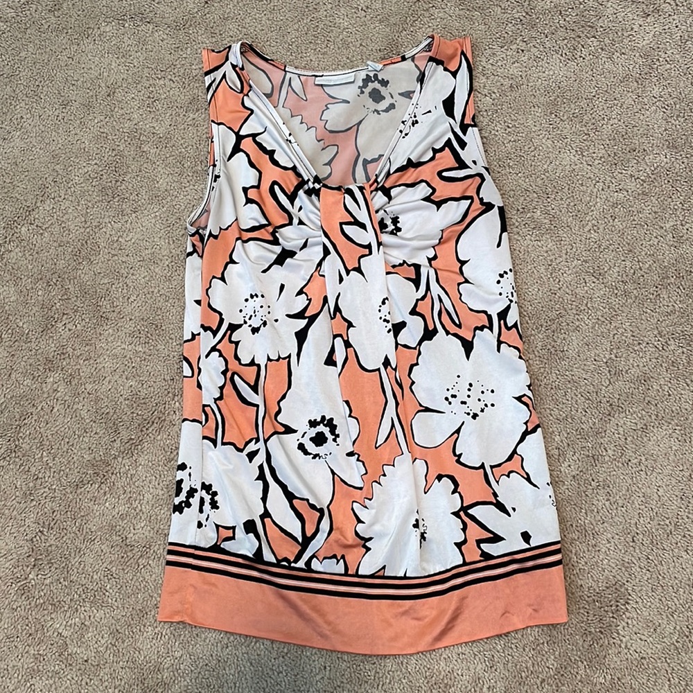 Flower patterned drape front blouse